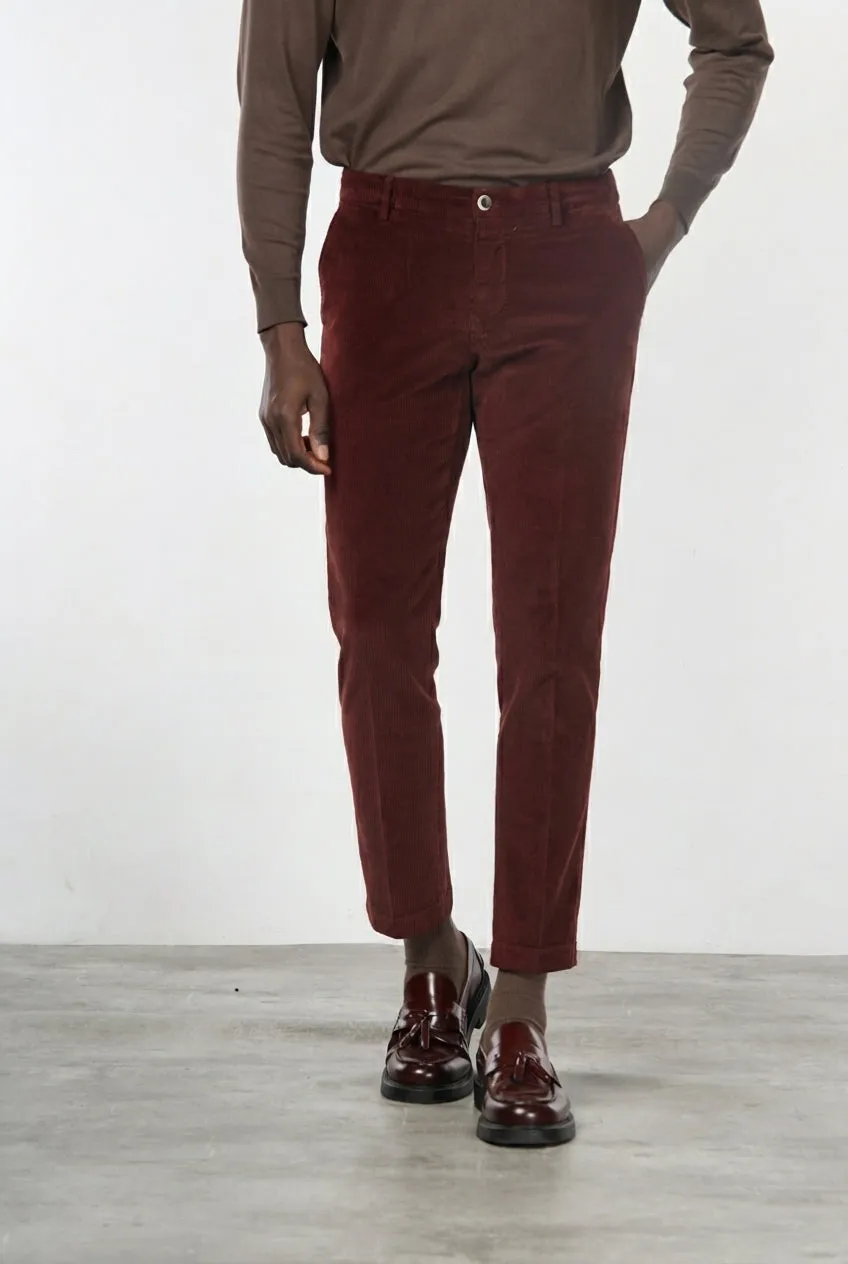 Mason's Milano chinos mørkerød fløjl extra slim