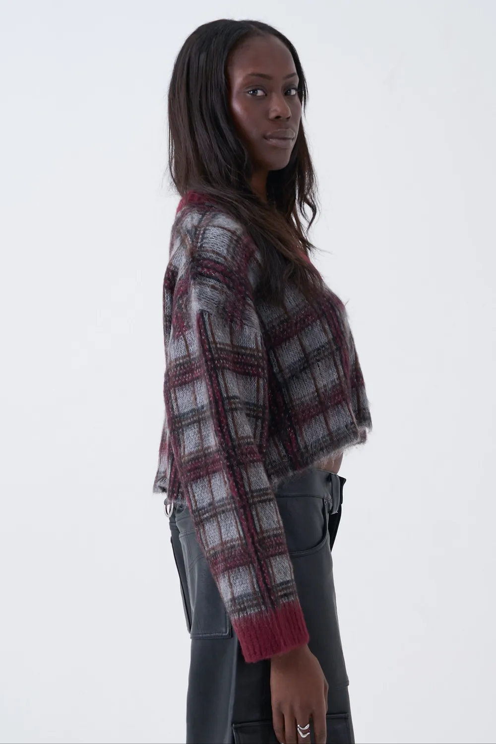 THE RAGGED PRIEST Heirloom Grunge Check striktrøje grå