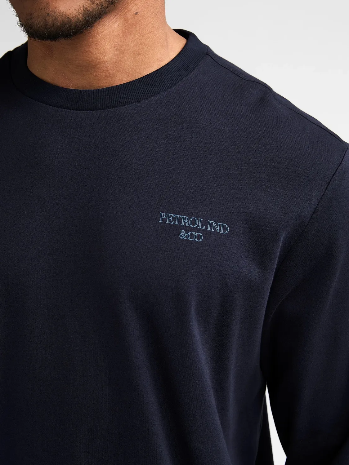 Petrol Industries Miller langærmet T-shirt Royal Navy bomuld