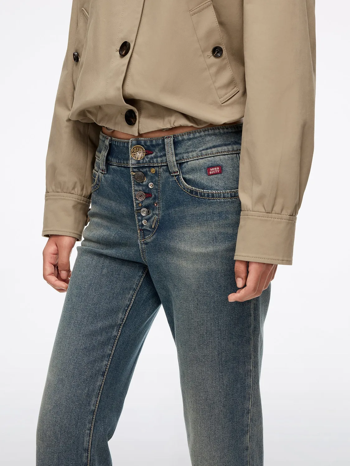 Miss Sixty Multi-Button flare jeans middle blue stretch