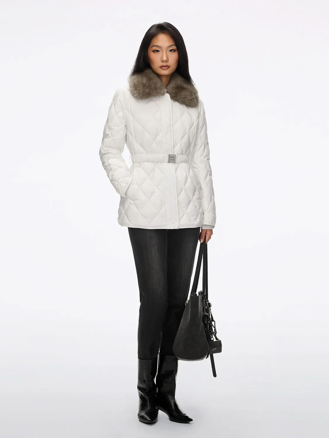 Miss Sixty Belted Pufferjakke vinterhvid dun