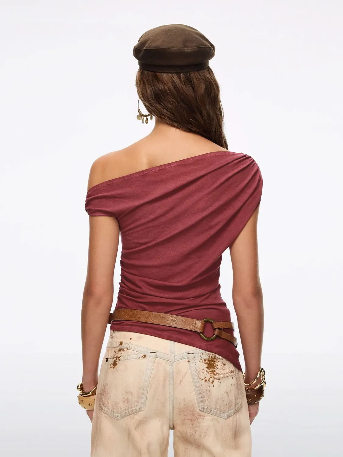 Miss Sixty Asymmetric Logo Top t-shirt rød asymmetrisk