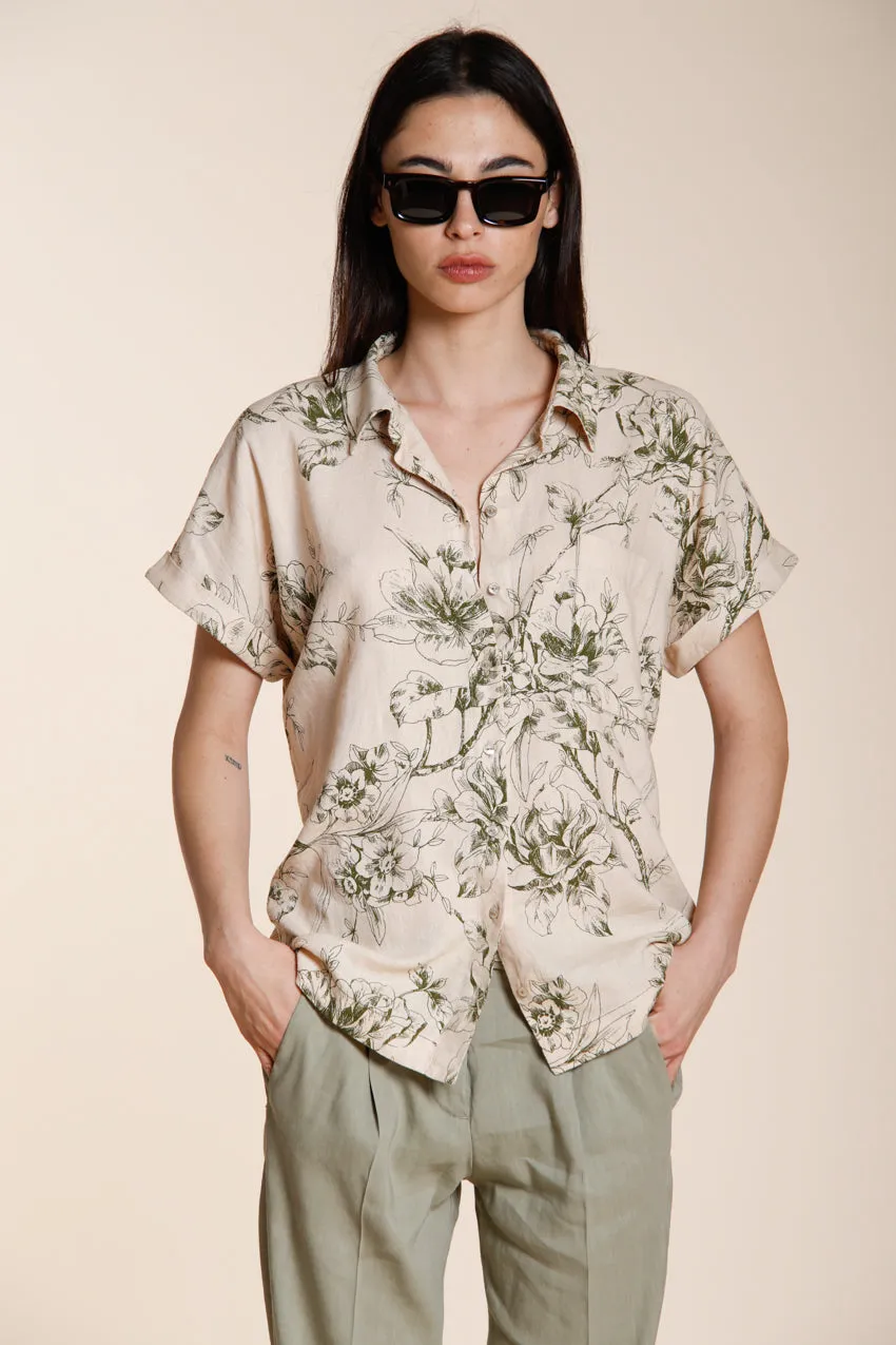 Mason's Livia skjorte beige blomstret hørblanding