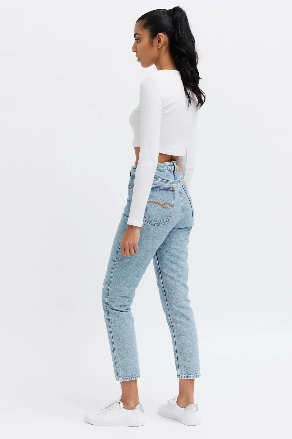 Organsk Oxygen Shorty Raw Rebellion cropped jeans lyseblå
