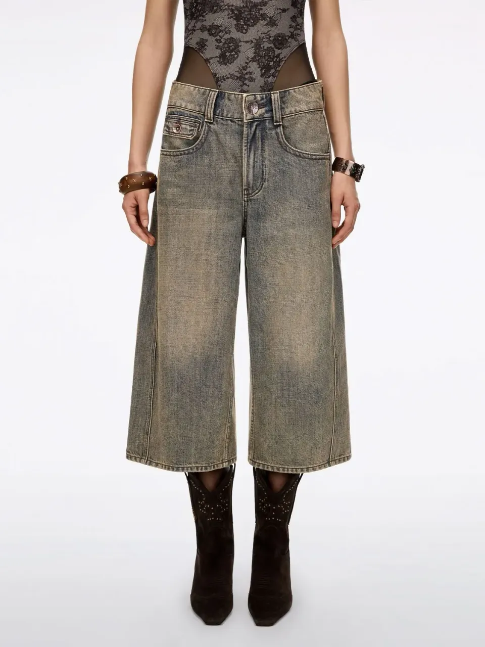 Miss Sixty Denim shorts blå knælange slidte