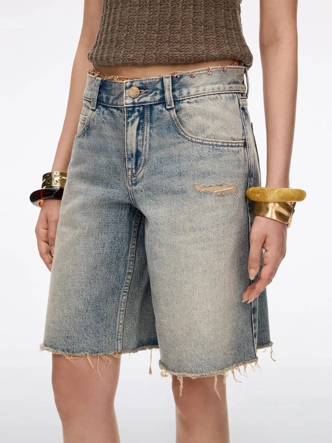 Miss Sixty denim shorts middle blue vintage kæde