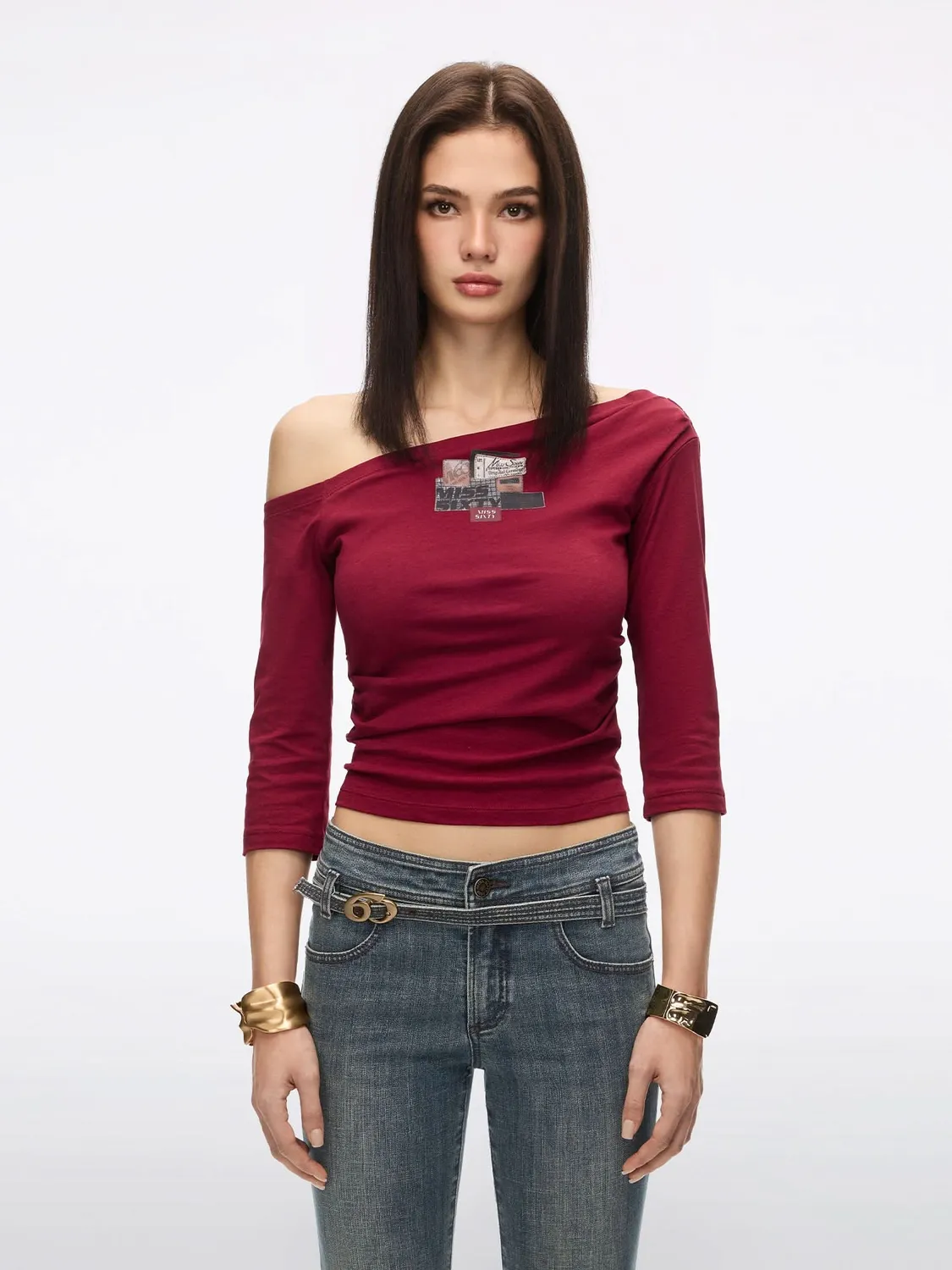 Miss Sixty asymmetrisk t-shirt bright red slim-fit
