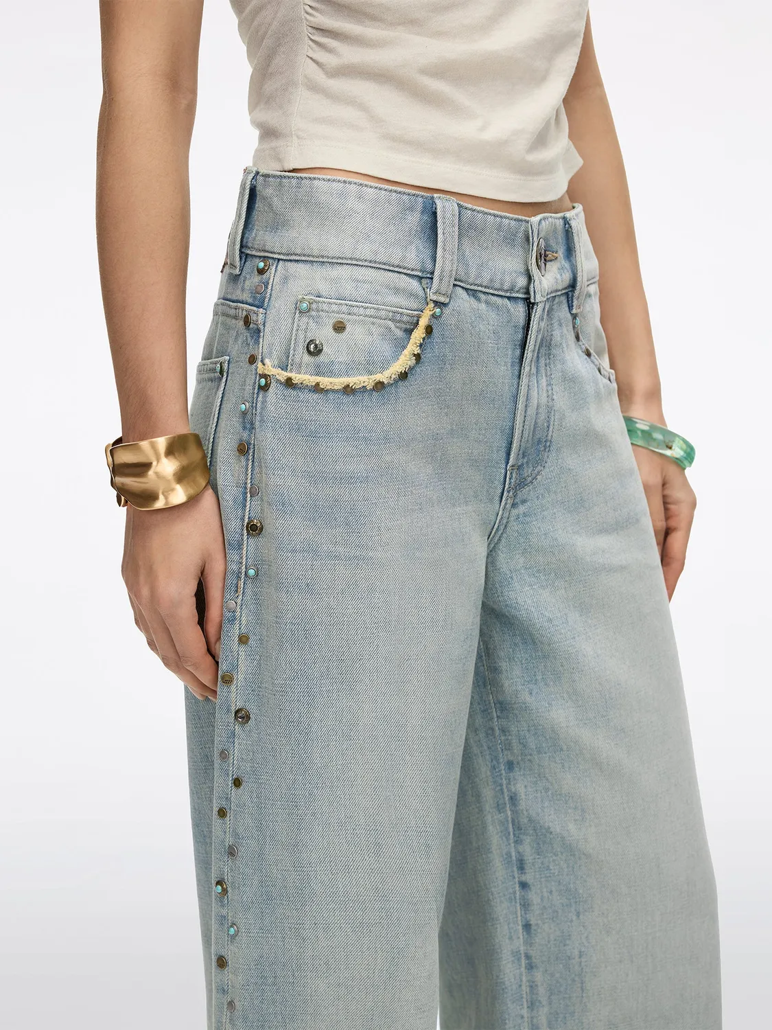 Miss Sixty straight jeans lyseblå nitter