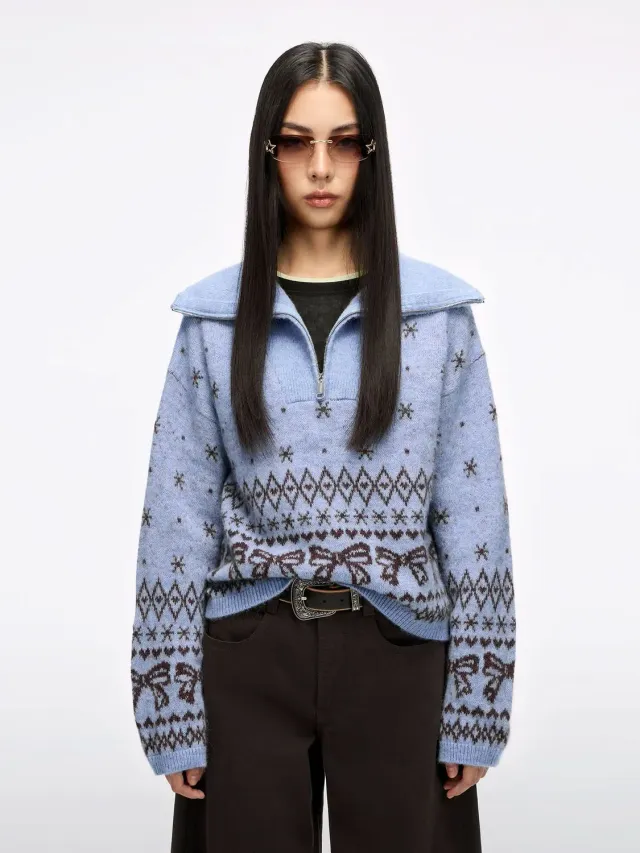 Miss Sixty alpakablend strik blå brun Fair Isle