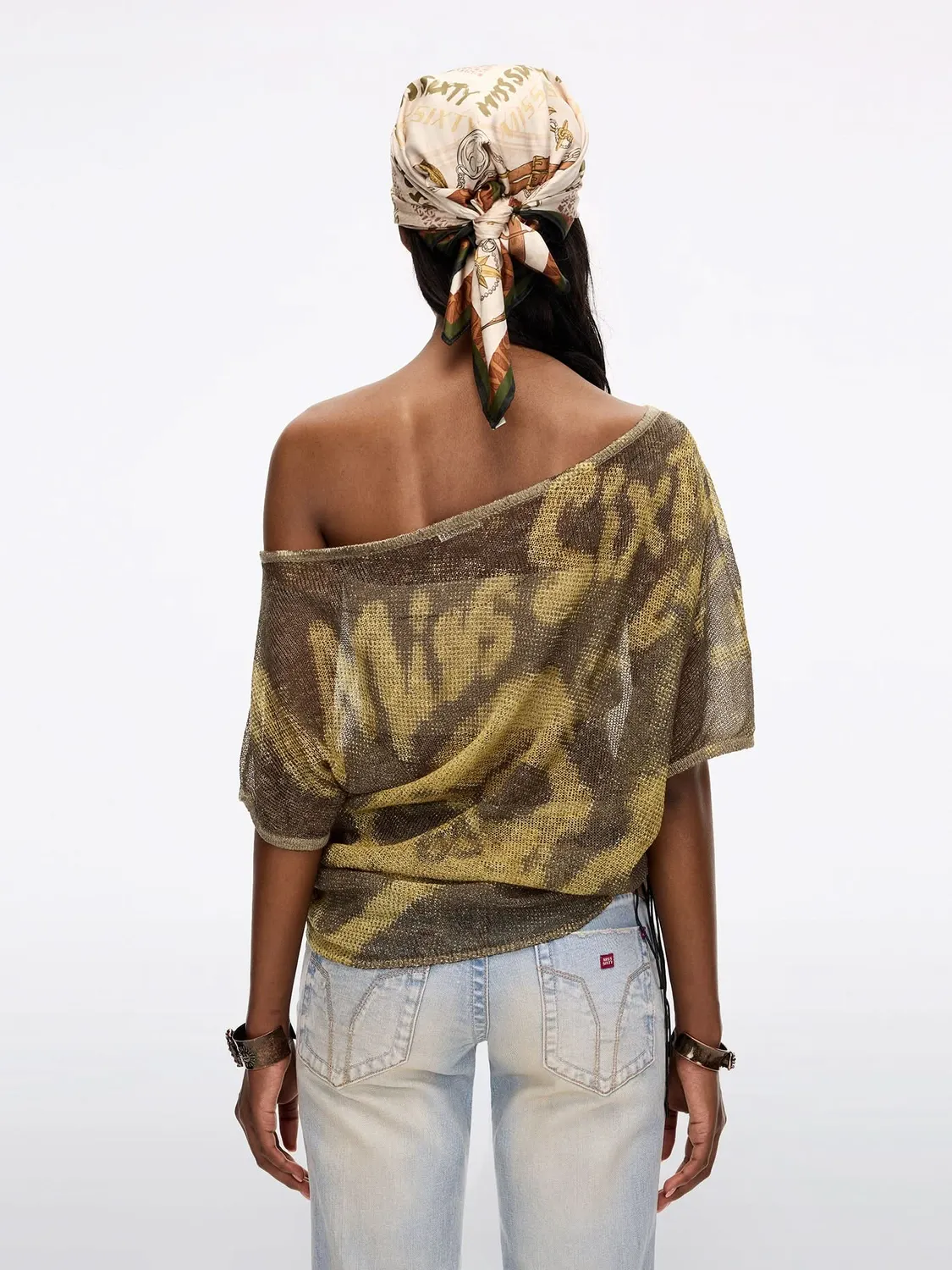 Miss Sixty Asymmetric Strik retrogrøn hør off-shoulder