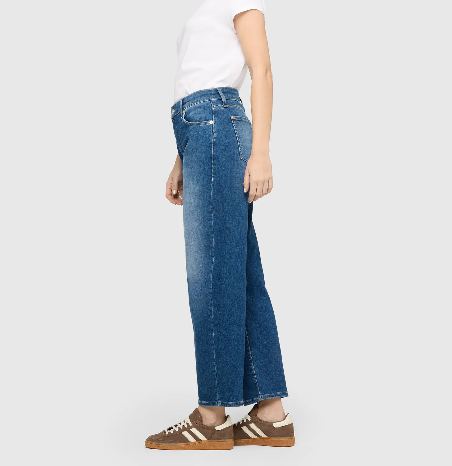 MAC Danni barrel damejeans mellemblå lyocell