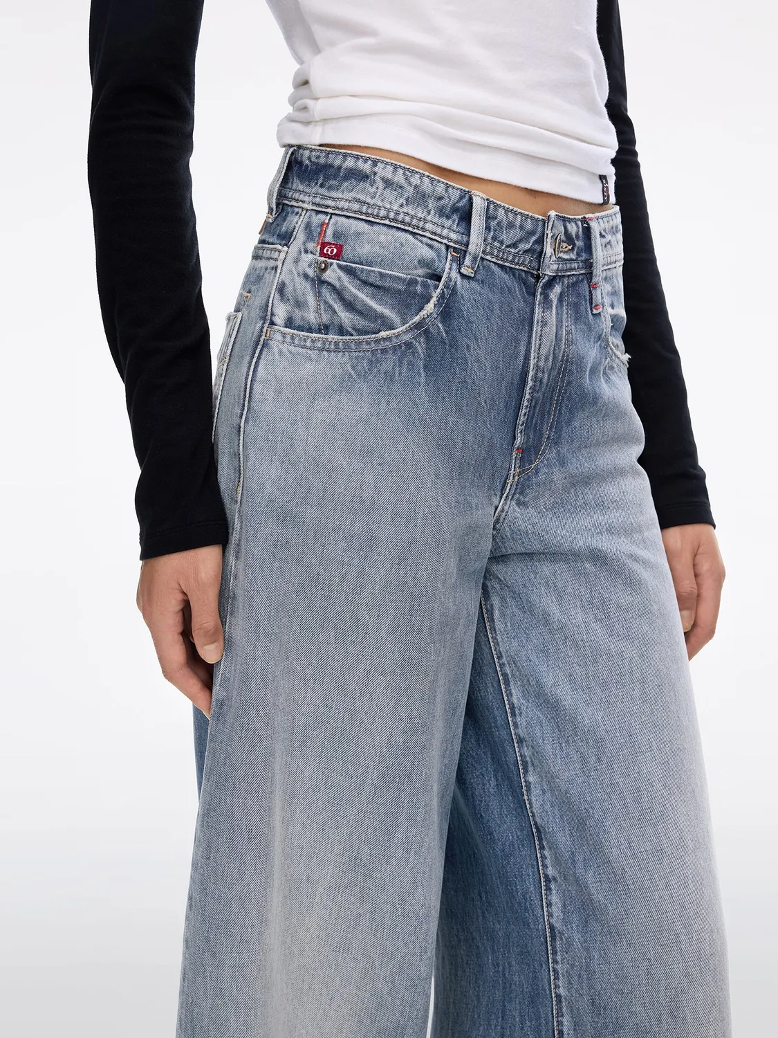 Miss Sixty Jasmine wide leg jeans lyseblå stiv denim