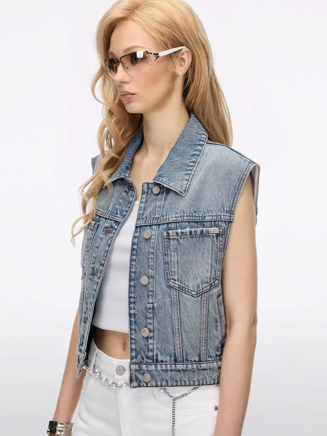 Miss Sixty 6M2WJ05100F20 denimvest lyseblå croppet