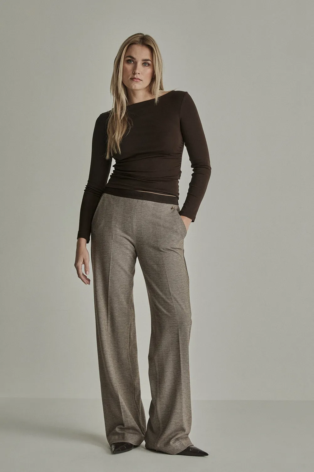 Para Mi Mira Elastic bukser Zigzag Brown wide strik