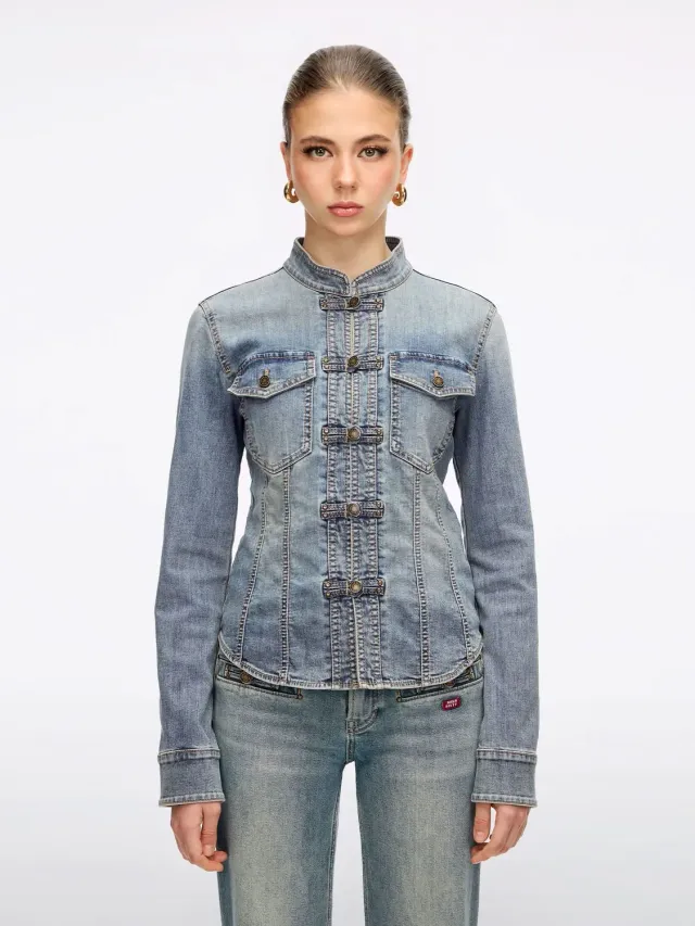 Miss Sixty Frog-Button denimskjorte vintage dark blue