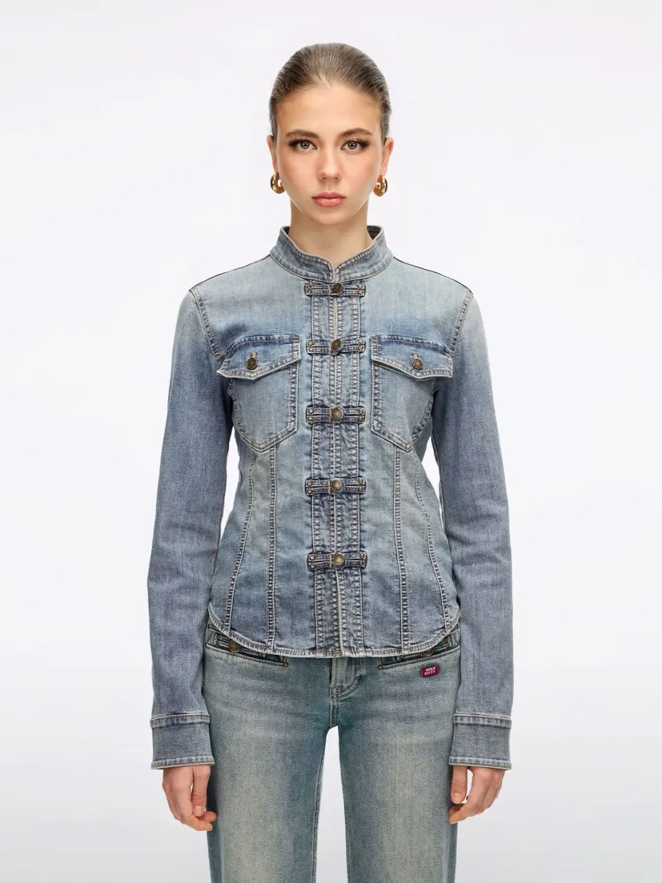 Miss Sixty Frog-Button denimskjorte vintage dark blue