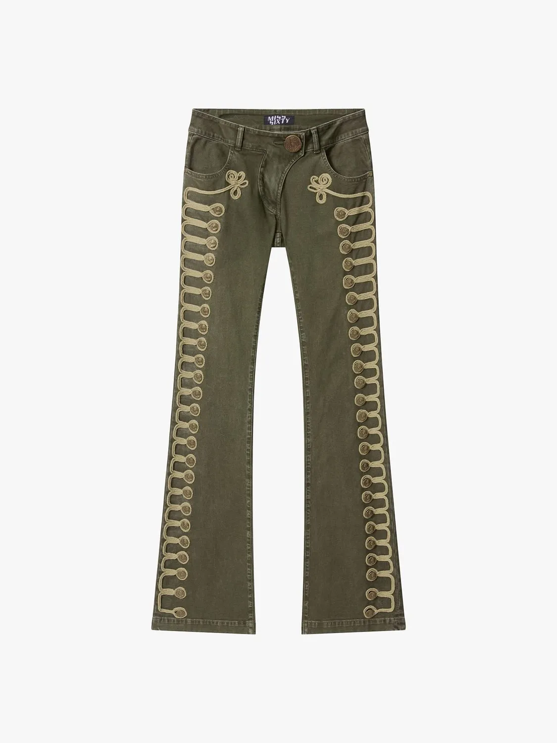 Miss Sixty Napoleon Flare Jeans jeans armygrøn broderi