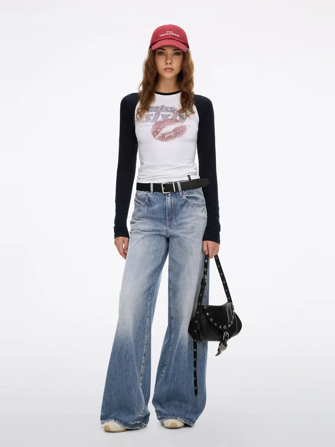 Miss Sixty Jasmine wide leg jeans lyseblå stiv denim
