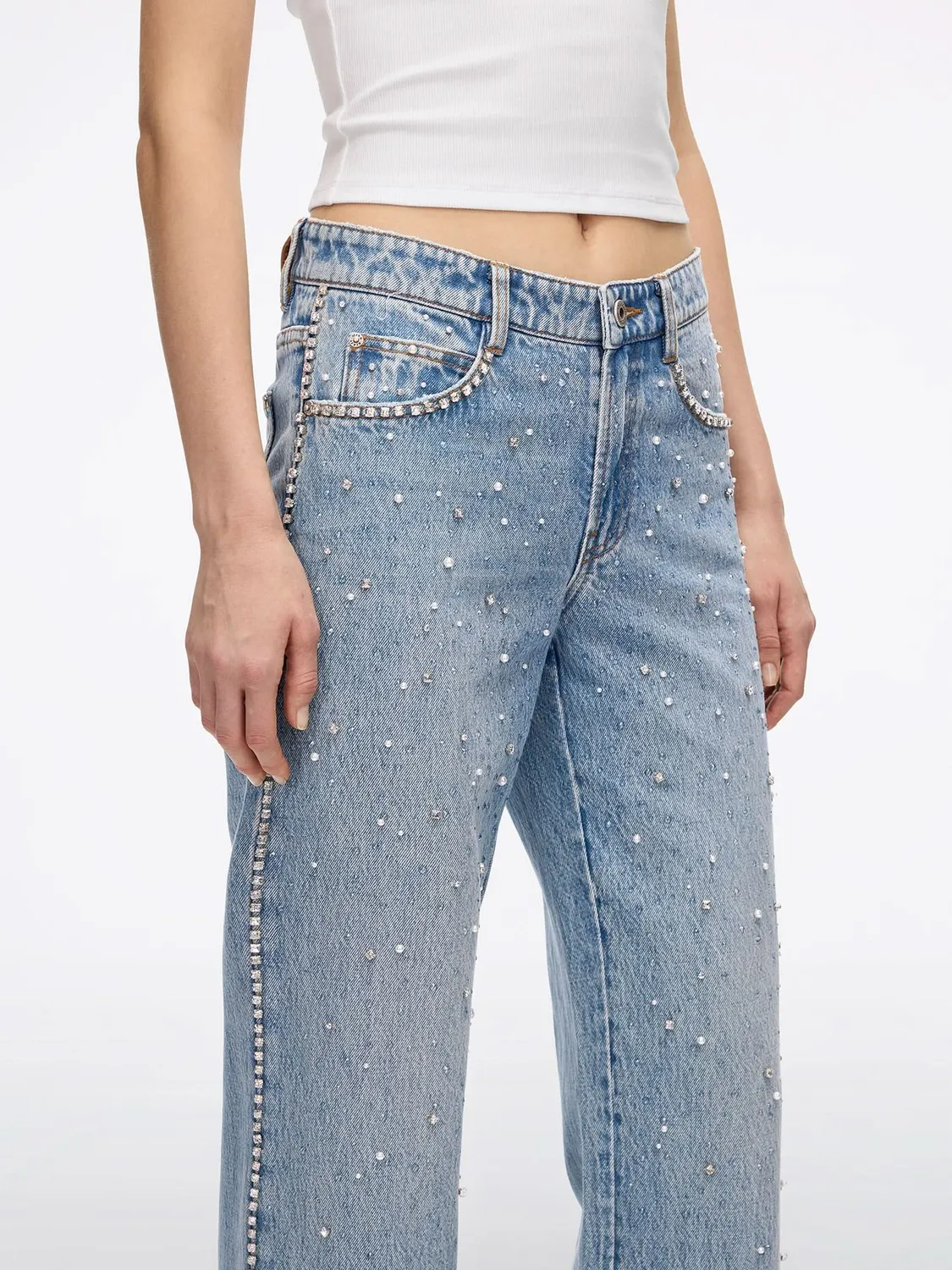 Miss Sixty Pearl Rhinestone jeans light blue straight
