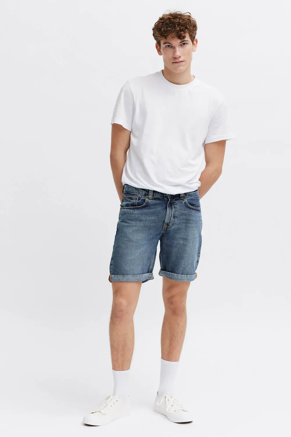 Organsk Atlantic denim shorts mellemblå vask