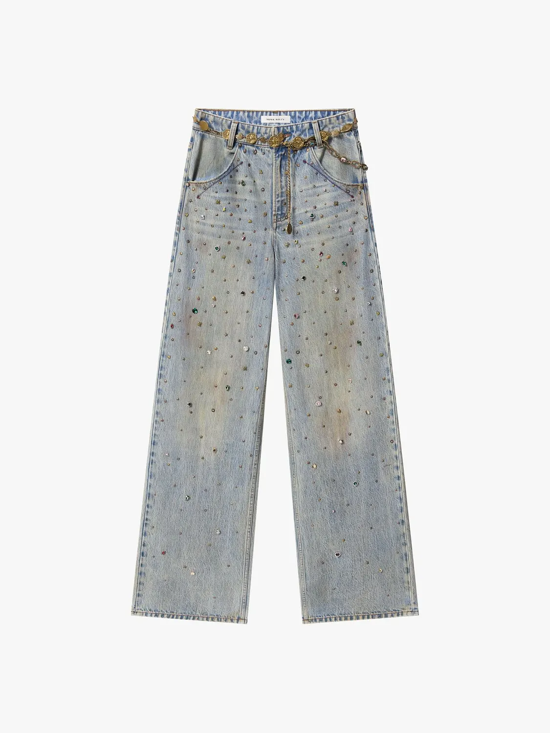 Miss Sixty Beaded Straight jeans retro blue hoej talje