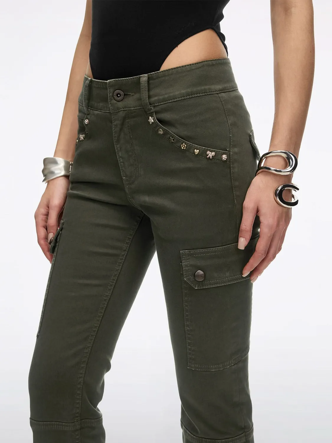 Miss Sixty Multi-Studded bukser grøn flare