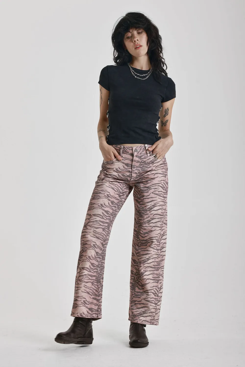 THE RAGGED PRIEST Tiger jeans tigerprint baggy