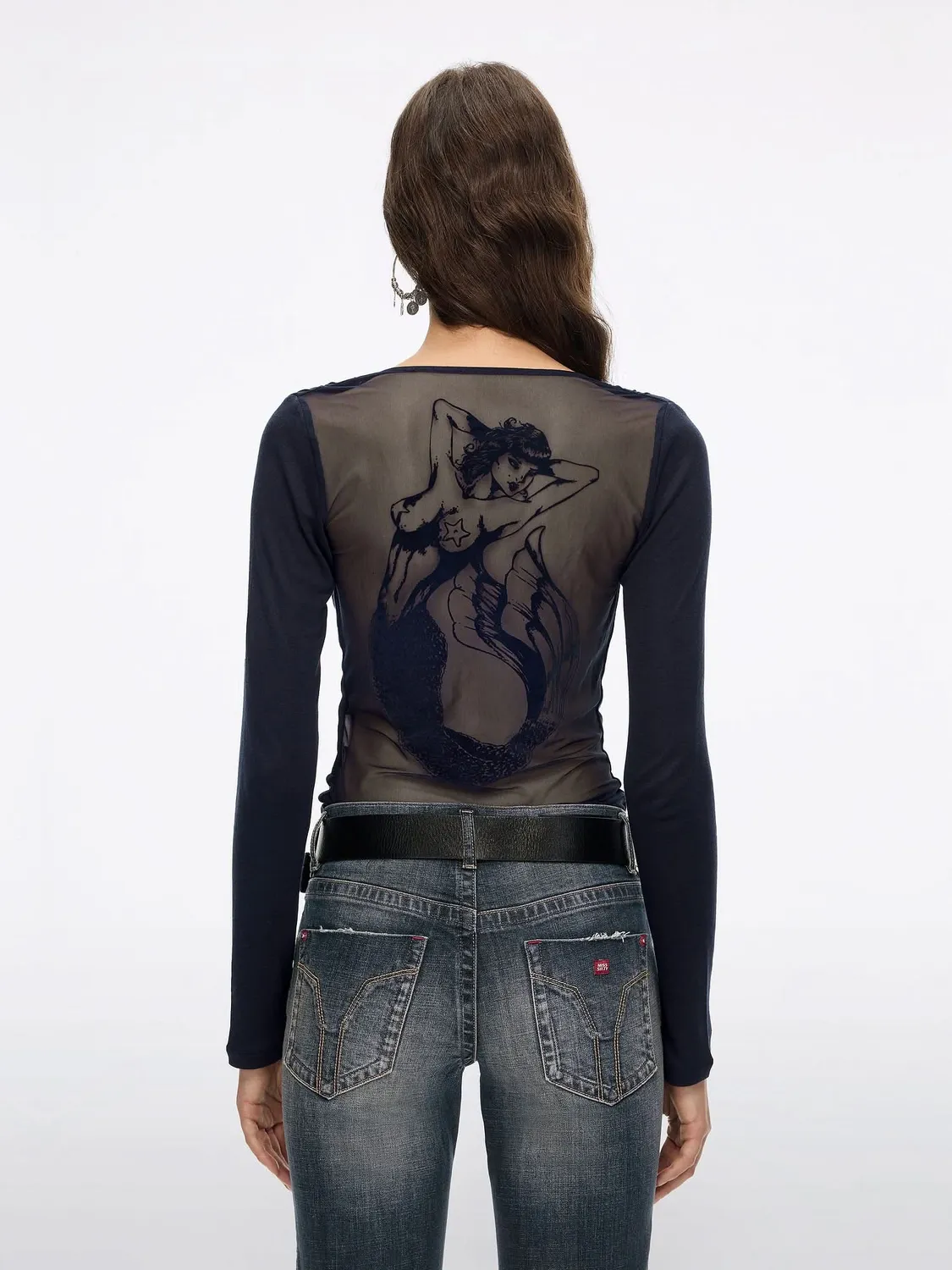 Miss Sixty t-shirt navy blue havfruetryk tæt