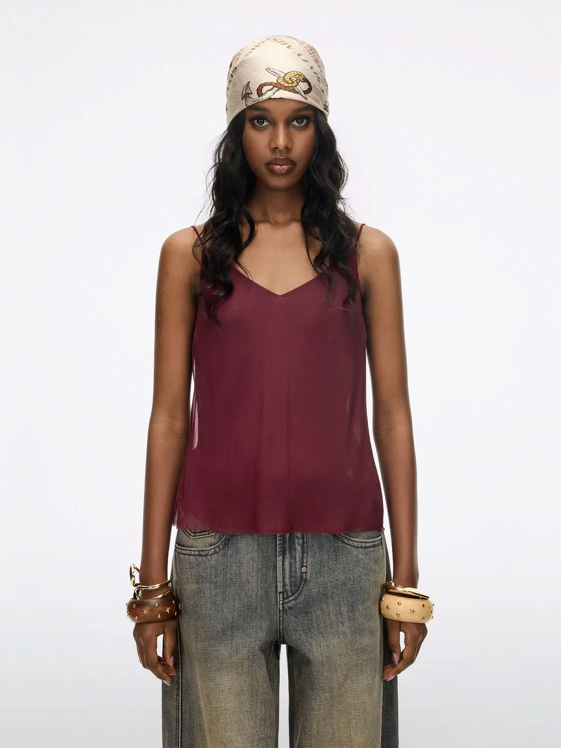 Miss Sixty Camisole Top silketop brun V-hals