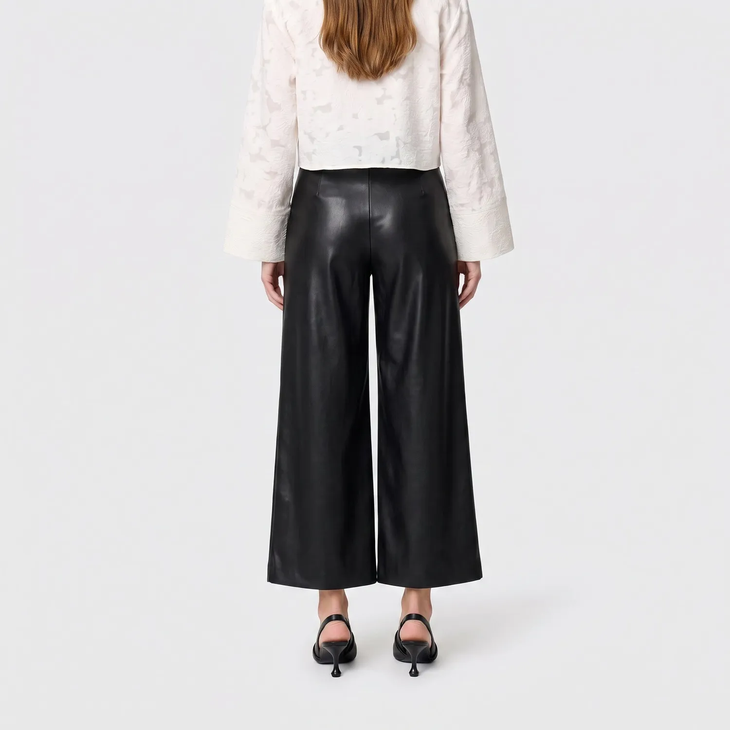 MAC Culotte 3031-00-0497 læderbukser sorte wide