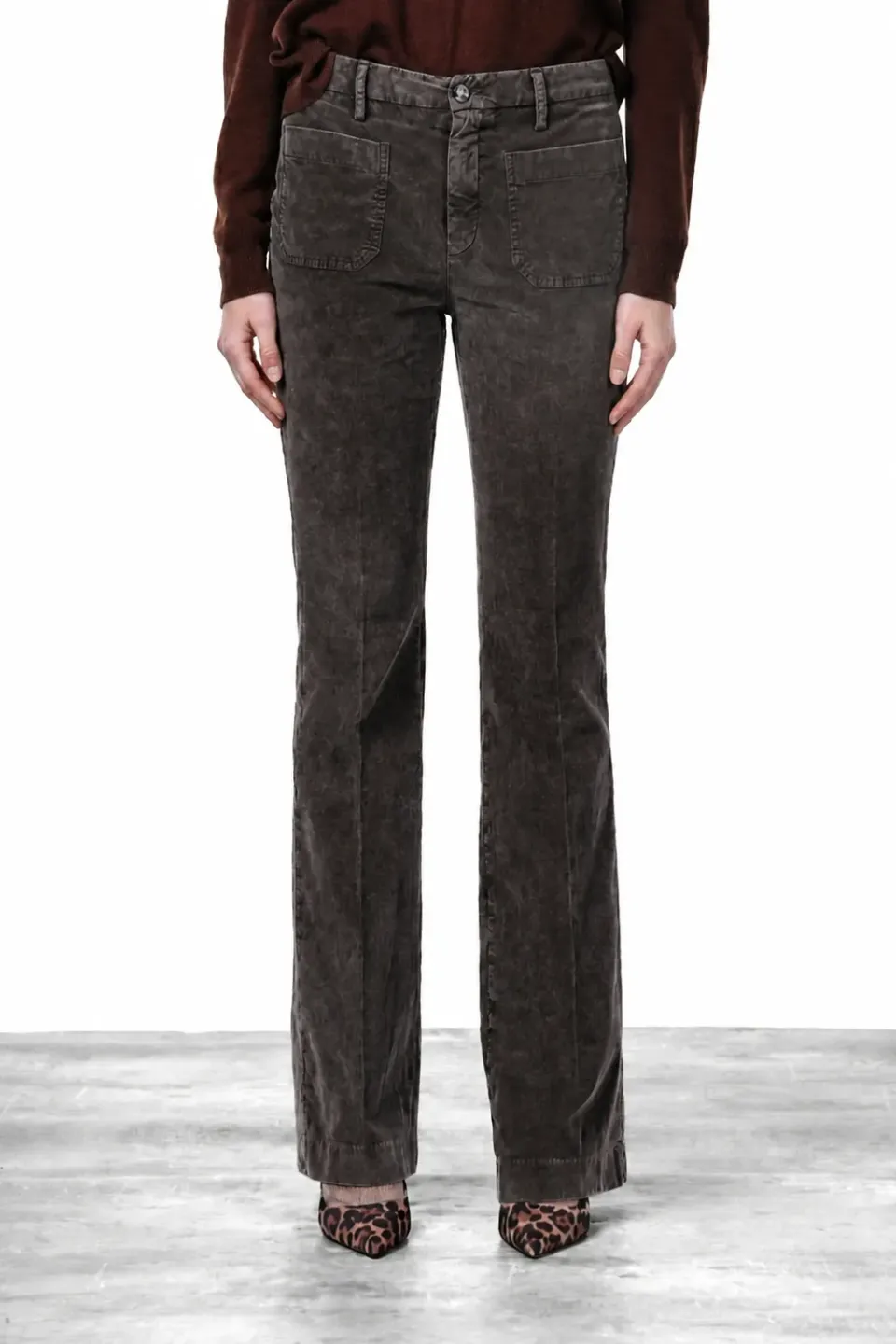 Mason's New York Flare chino bukser mørkebrun fløjl slim