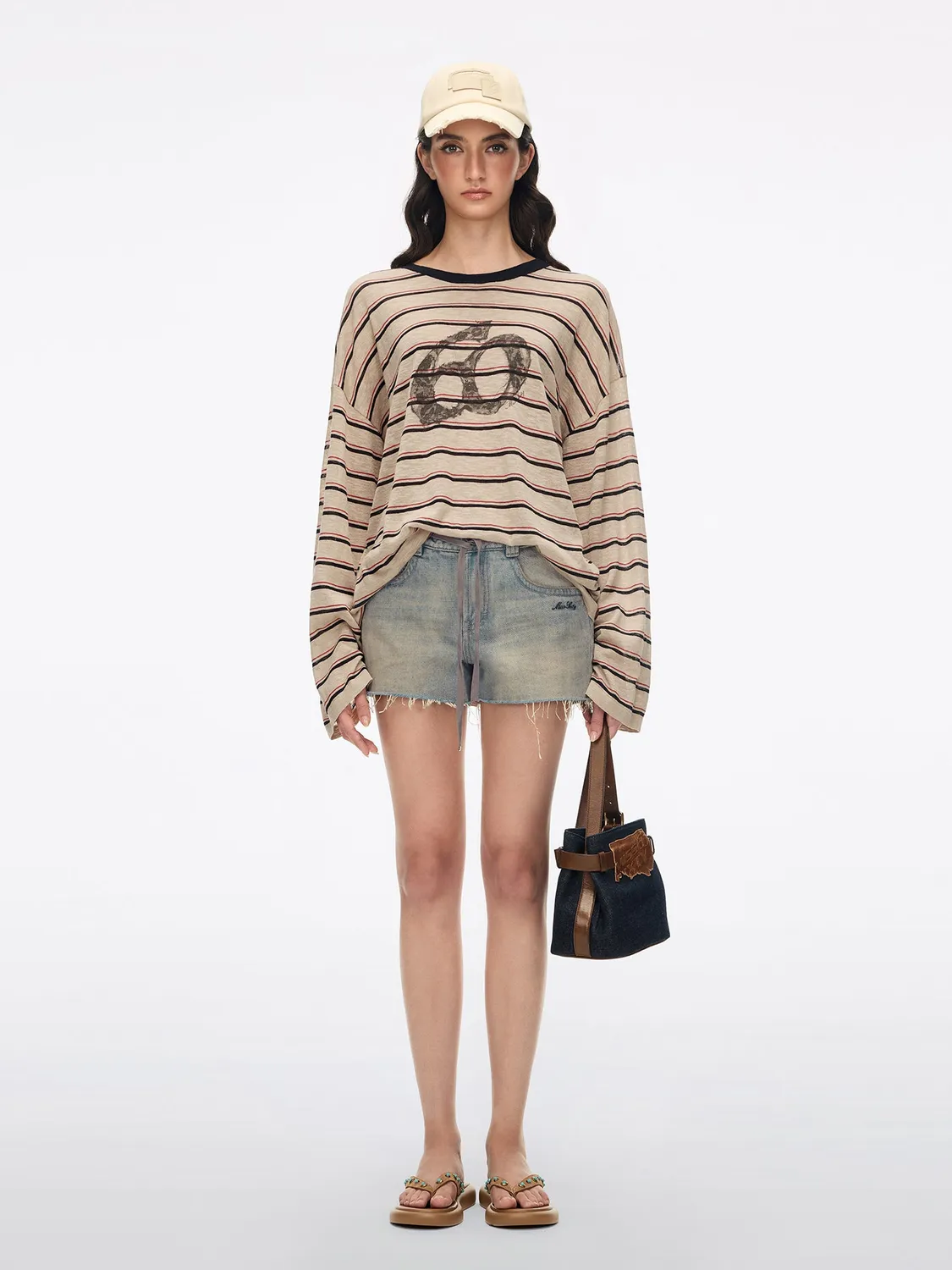 Miss Sixty Lace-up shorts blå bindebånd flosset