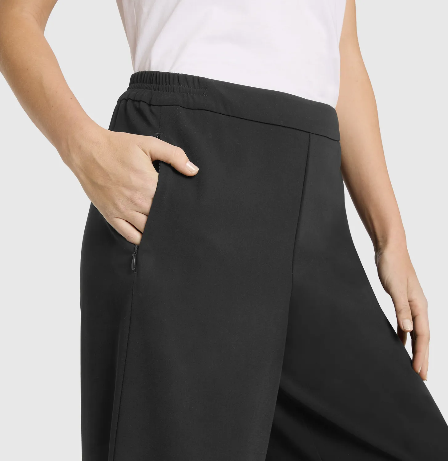 MAC Coralie cropped stofbukser sort wide fit