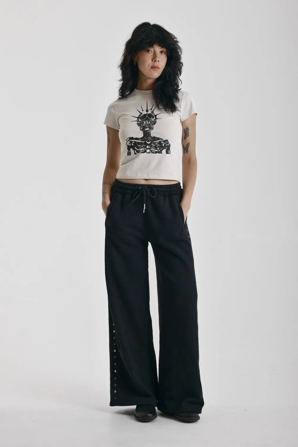 The Ragged Priest Habits Wide Leg Studded joggingbukser sort