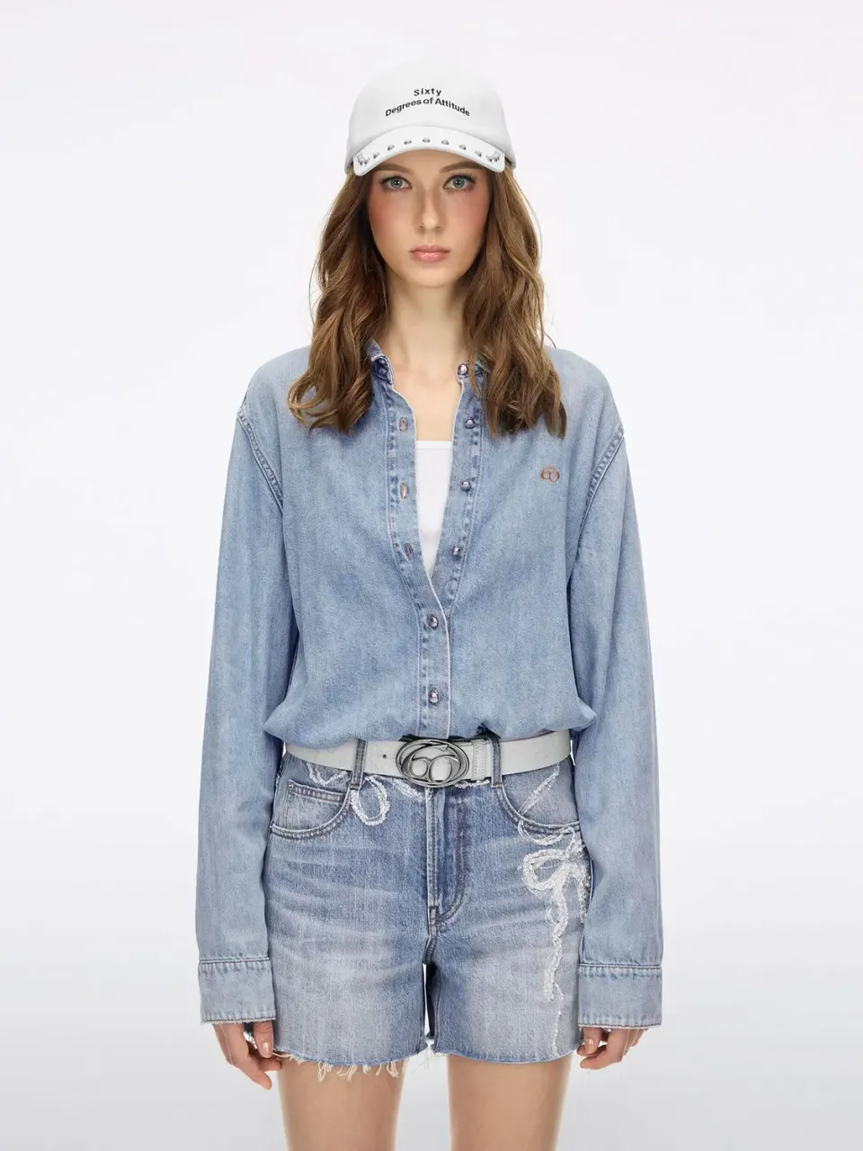 Miss Sixty Wing Cutout Denimskjorte lyseblå