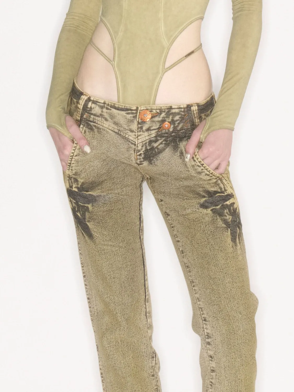 Miss Sixty KNWLS Tie-Dye Jeans olivengrøn