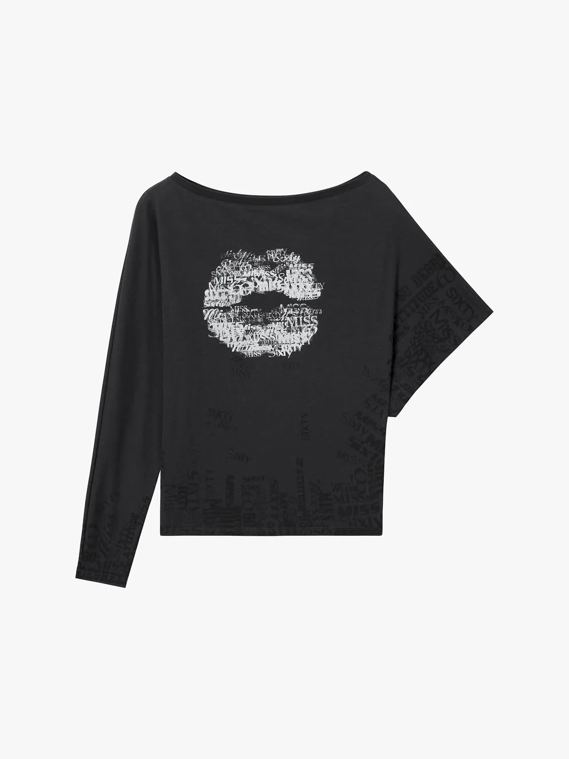 Miss Sixty Kiss Me t-shirt lip-print sort løs