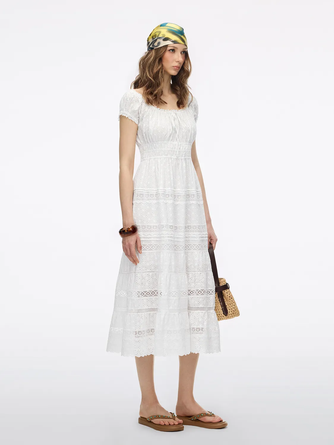 Miss Sixty Embroidered kjole hvid broderi S