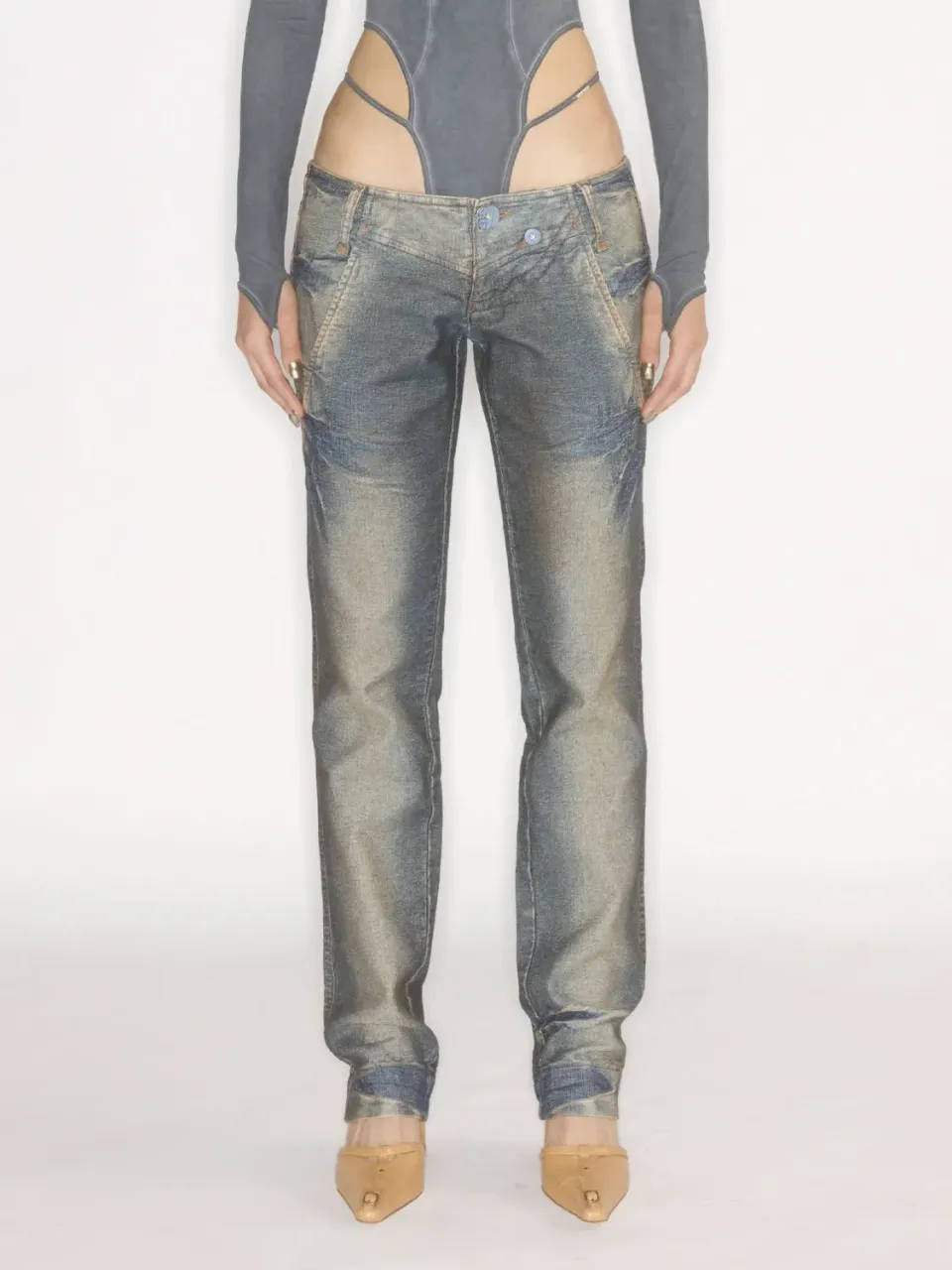 Miss Sixty KNWLS jeans petrol tie-dye lavtalje