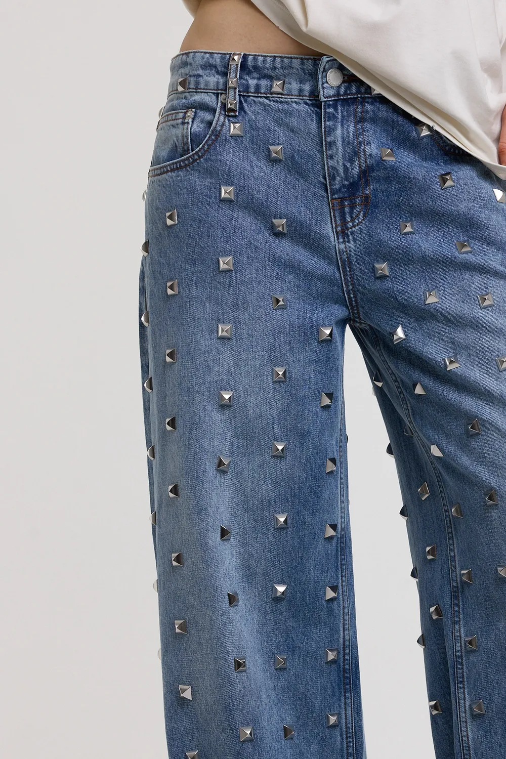 The Ragged Priest Clutter baggy jeans blå med nitter