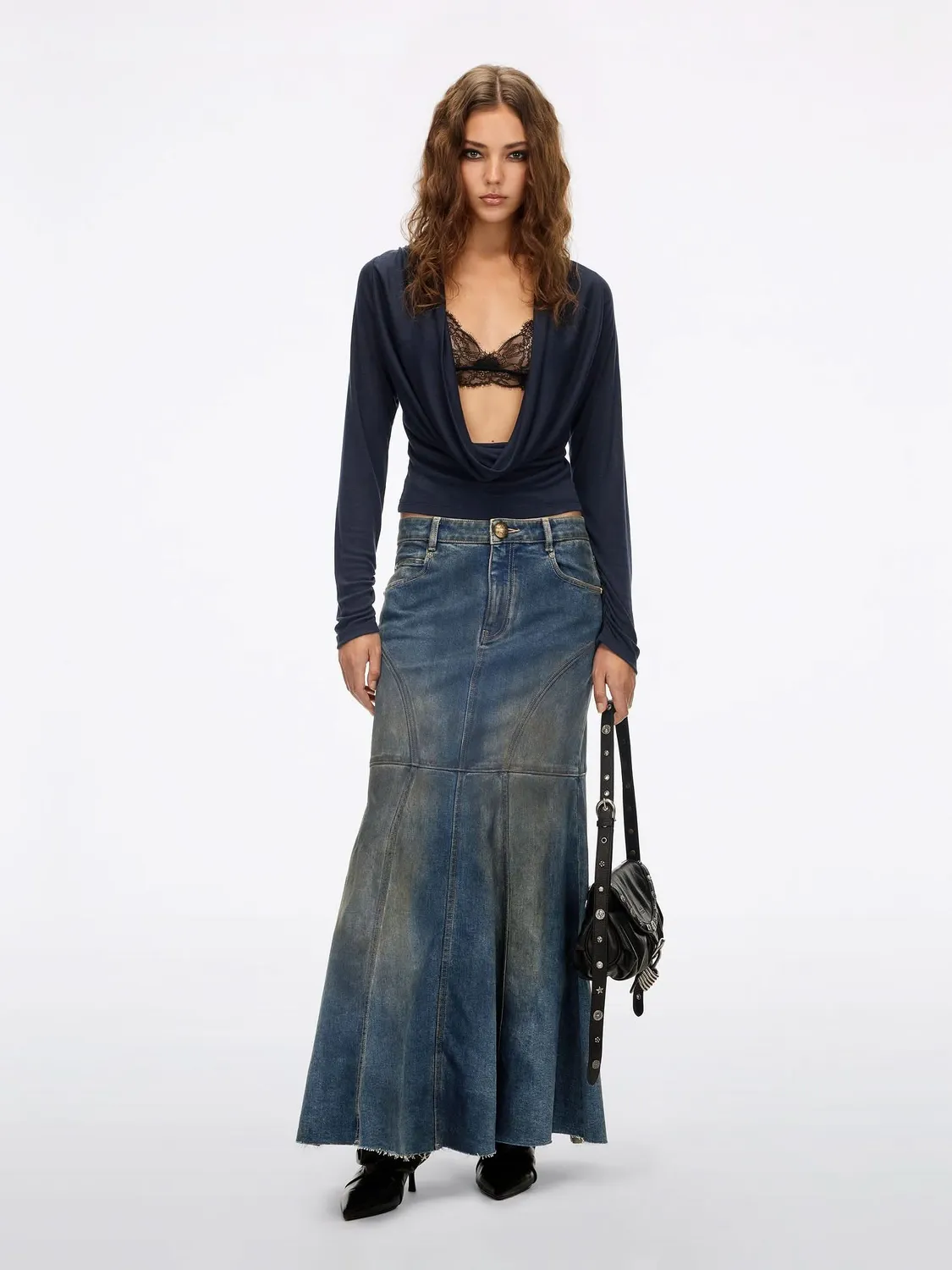 Miss Sixty Mermaid denimnederdel blå slidt vask