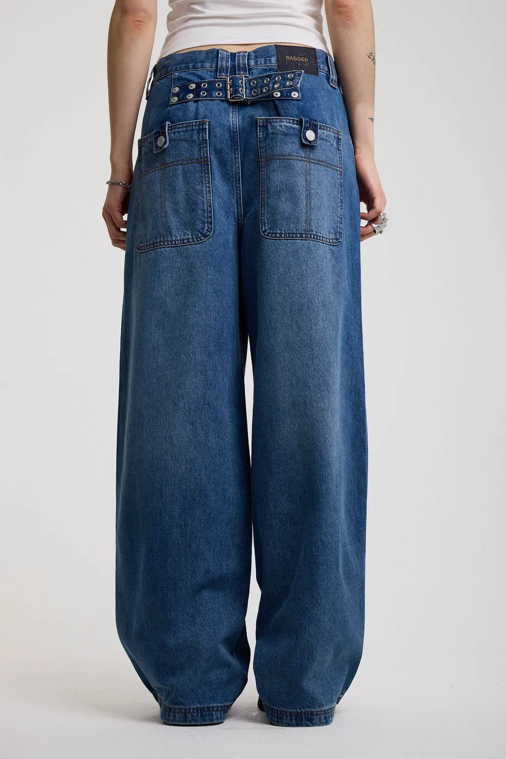 THE RAGGED PRIEST Bound Baggy Cinch Hardware jeans blå