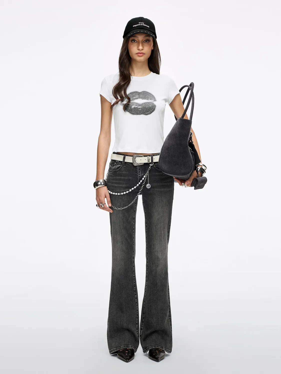 Miss Sixty Magic Plus flare jeans black fog – lav talje str 30"