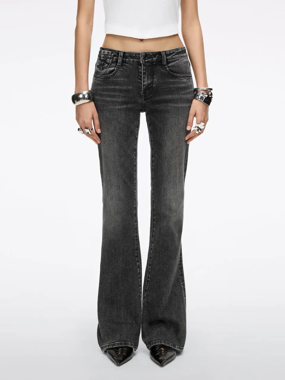 Miss Sixty Magic Plus flare jeans black fog – lav talje str 30"