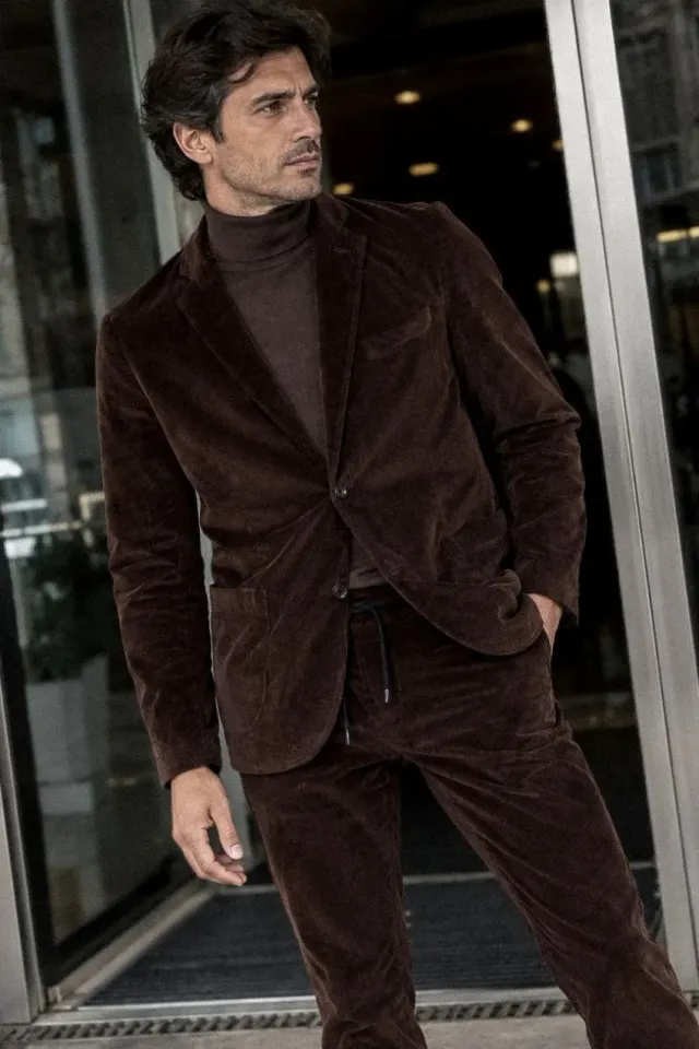Mason's Tiziano blazer vinrød fløjl regular fit