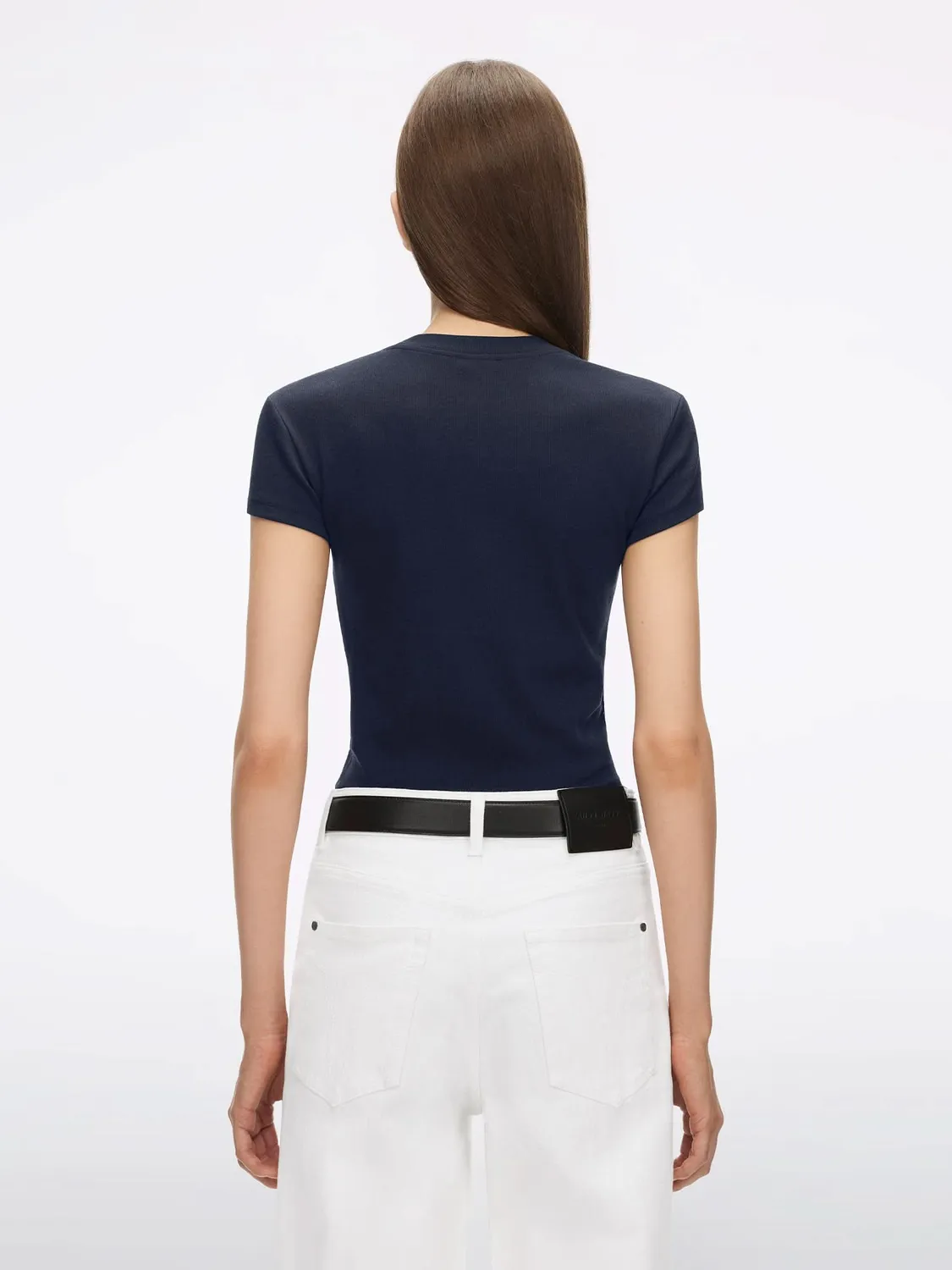 Miss Sixty cropped t-shirt lilla blå bomuld logo broderi