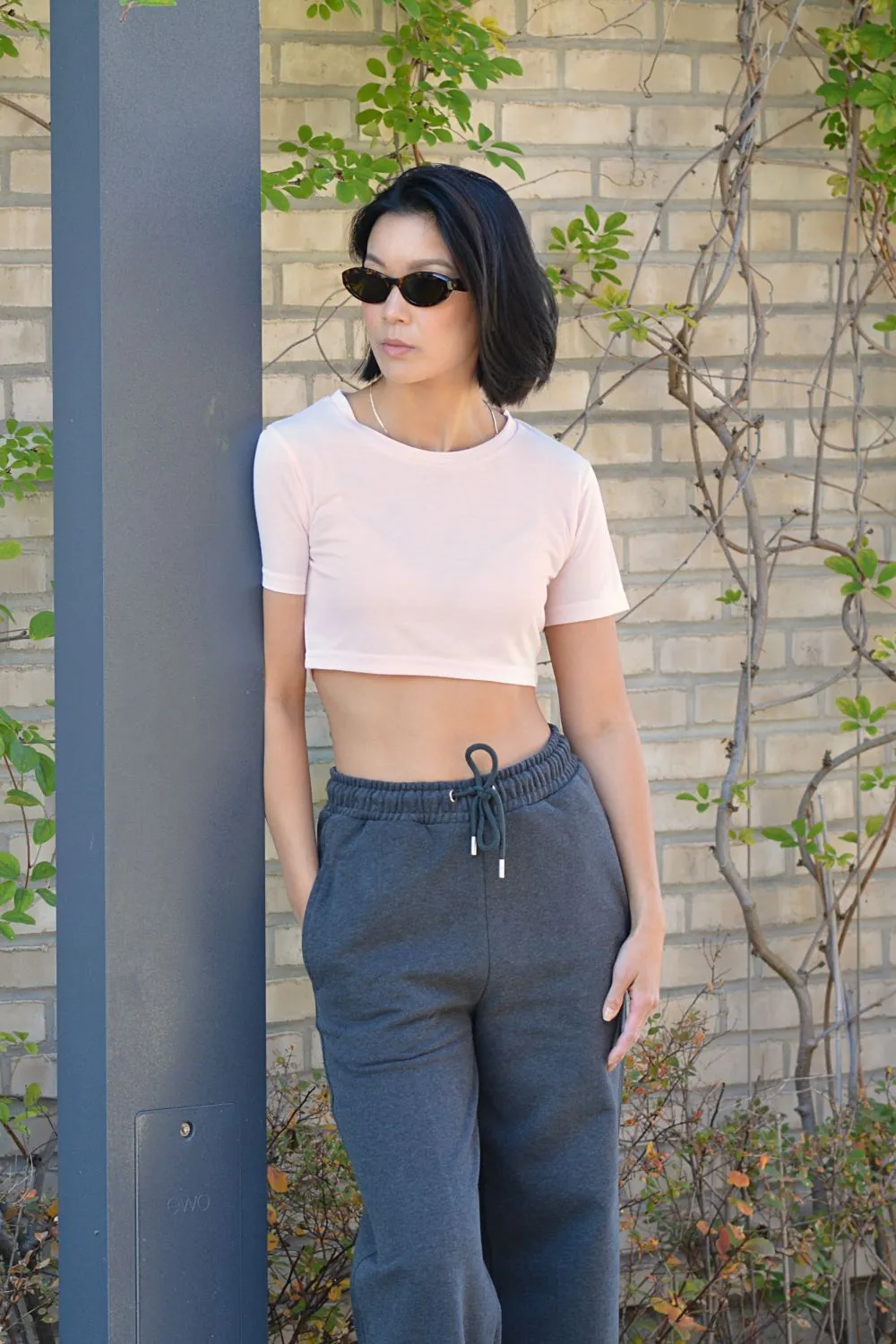 Organsk The Organic Crop Top T-shirt pink økologisk bomuld