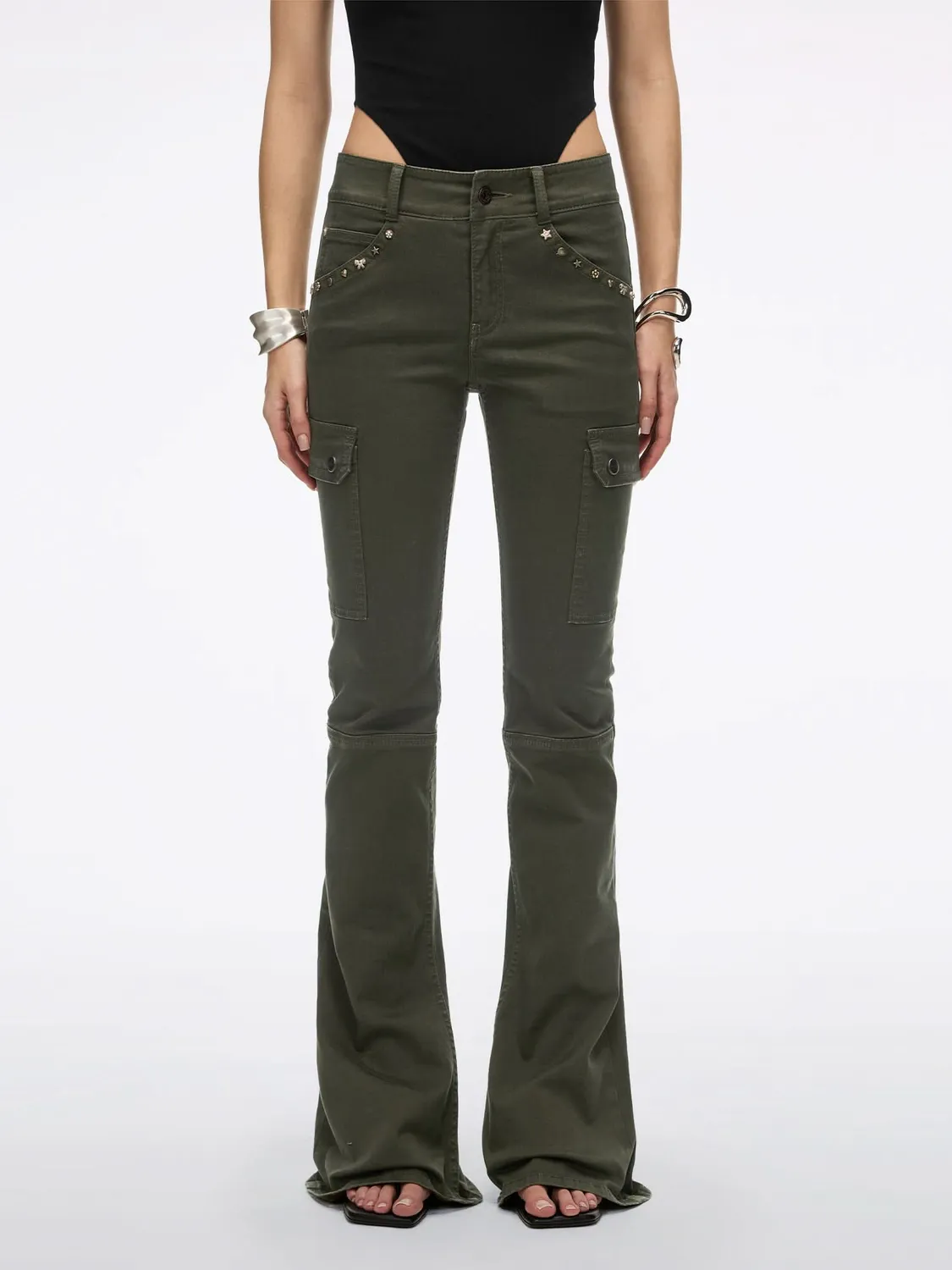 Miss Sixty flare bukser brun stretch nitter
