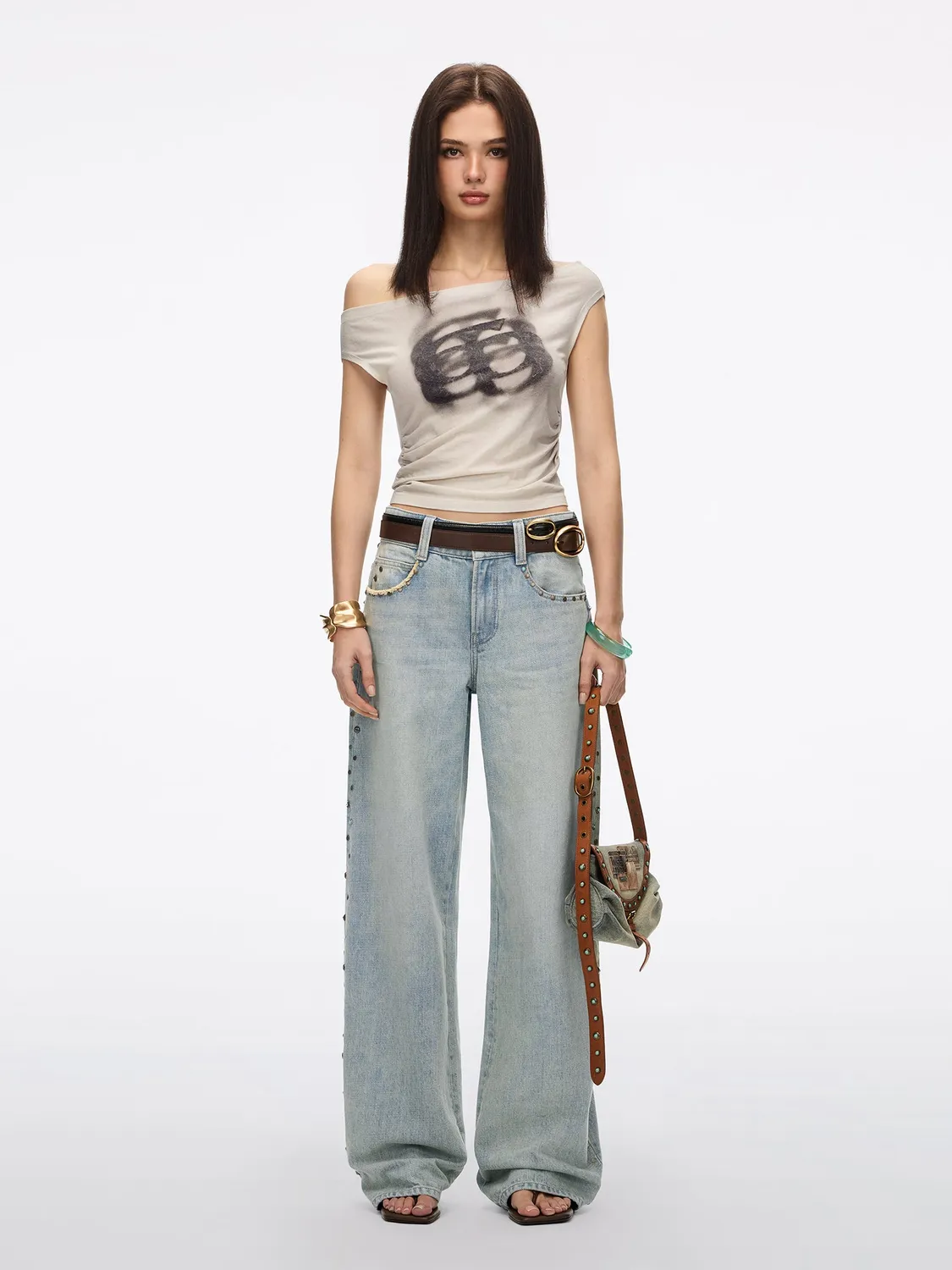 Miss Sixty straight jeans lyseblå nitter