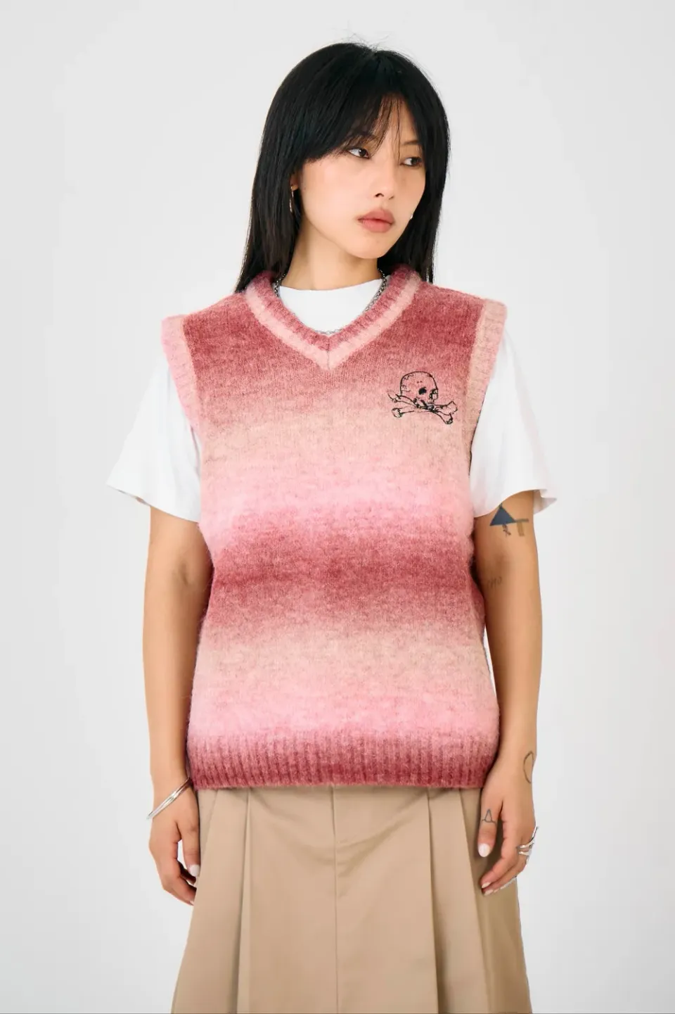 The Ragged Priest Club strikvest lyserød oversize